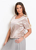 Блузон кольору рожевої пудри з розрізом на рукаві BPS Premium