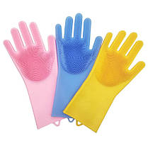 Перчатки с щеткой для уборки и мытья посуды Kitchen Gloves 5511, фото 6