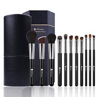 Набор кистей для макияжа в тубусе DUcare 11 Pieces Professional Brush Set with Top Leather Holder