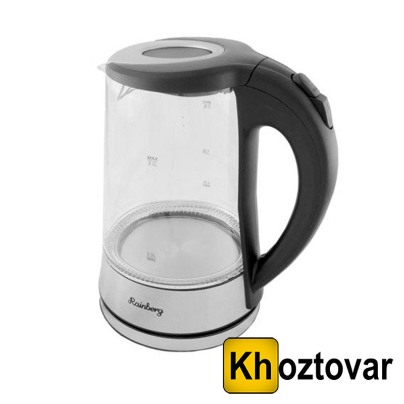 Електричний чайник Rainberg RB-704 <unk> Дисковий скляний чайник з LED-підсвіткою, фото 1