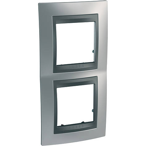 MGU66.004V.238 Рамка 2м вертикальна хром тьмяний, графіт Unica Plus Schneider Electric, фото 1