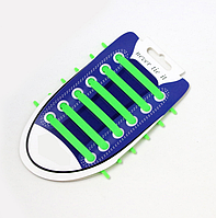 Силиконовые шнурки одной длины для обуви. Резиновые антишнурки. "Ленивые шнурки" 12 штук в комплекте Зеленый