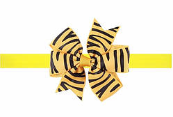 Жовта дитяча пов'язка з принтом зебри - розмір універсальний (на резинці), бантик 8см