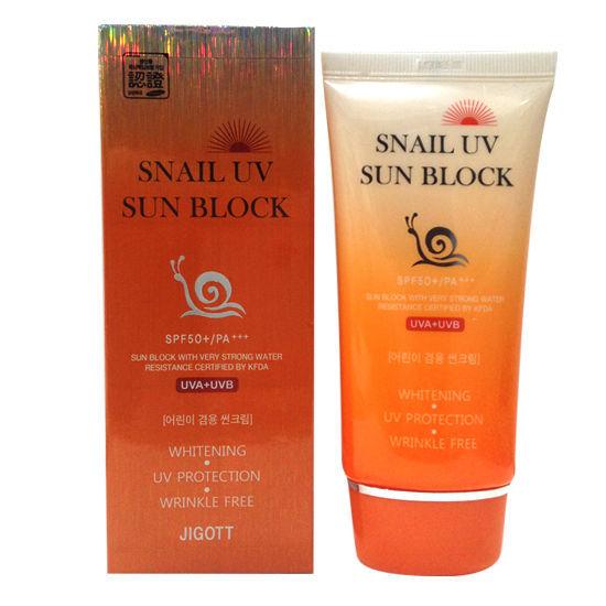 Равликовий сонцезахисний крем Jigott Snail UV Sun Block SPF 50+/PA+++ 70 мл