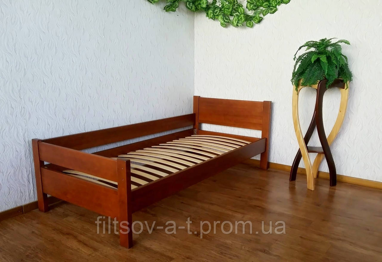 Детская деревянная односпальная кровать с изножьем из массива натурального дерева от производителя "Эконом" - фото 1 - id-p962783464