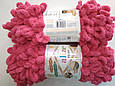 Пряжа Alize Puffy Алізе Пуффі колір фуксія 149 для в'язання без спиць руками з петельками 1 моток 100г, фото 3