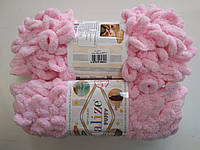 Пряжа Alize Puffy Ализе Пуффи цвет розовый 185 для вязания без спиц руками с петельками петлями, 1 моток 100г