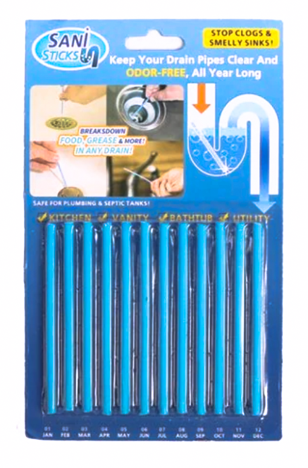 10 наборів паличок для усунення засмічень в трубах Sani Sticks