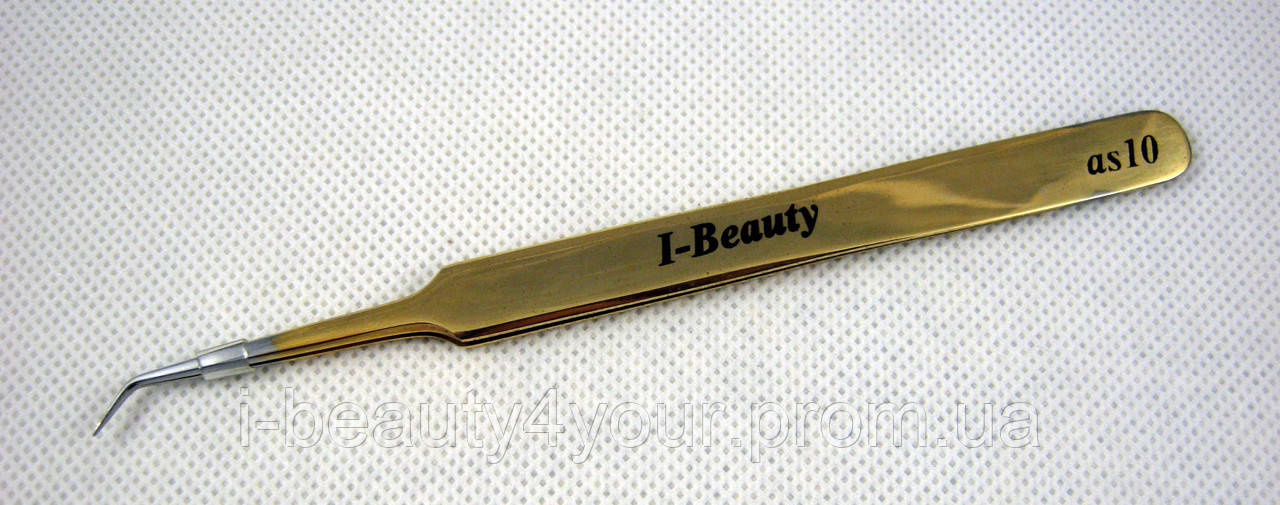 Пінцет I-Beauty AS10 "міні L" GOLD, для 3D нарощування