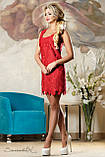 Мереживне літнє плаття 42-48 розміру червоне, фото 4