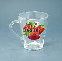 Кухоль скляний 250 мл "Грація" декор "Полуниця" 13с1649