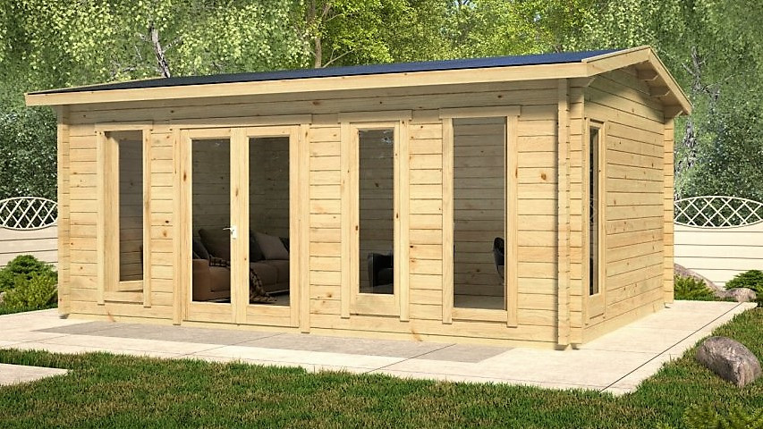 Альтанка дерев'яна з профільованого бруса з закритою кімнатою 6х4 м. низька ціна від виробника