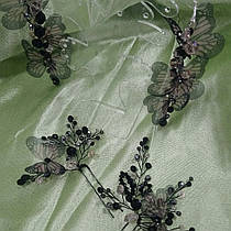 Вечірній комплект сережки та 2 шпильки. Метелики Чорно-рожеві