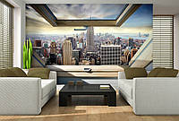 Флизелиновые фотообои 3D вид из мансардного окна 368х254 см Манхэттен город Нью-Йорк (10415V8)+клей