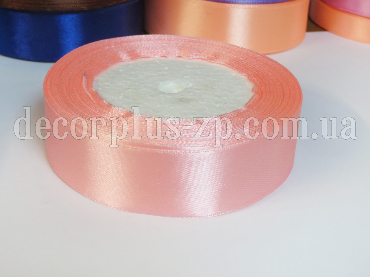 Стрічка атласна 2,50 см, світло-рожева, фото 1