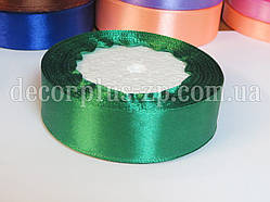 Стрічка атласна 2,50 см, зелена