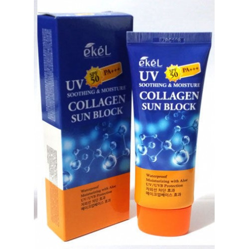 Сонцезахисний зволожуючий крем з колагеном Ekel Soothing & Moisture Collagen Sun Block SPF 50 PA+++