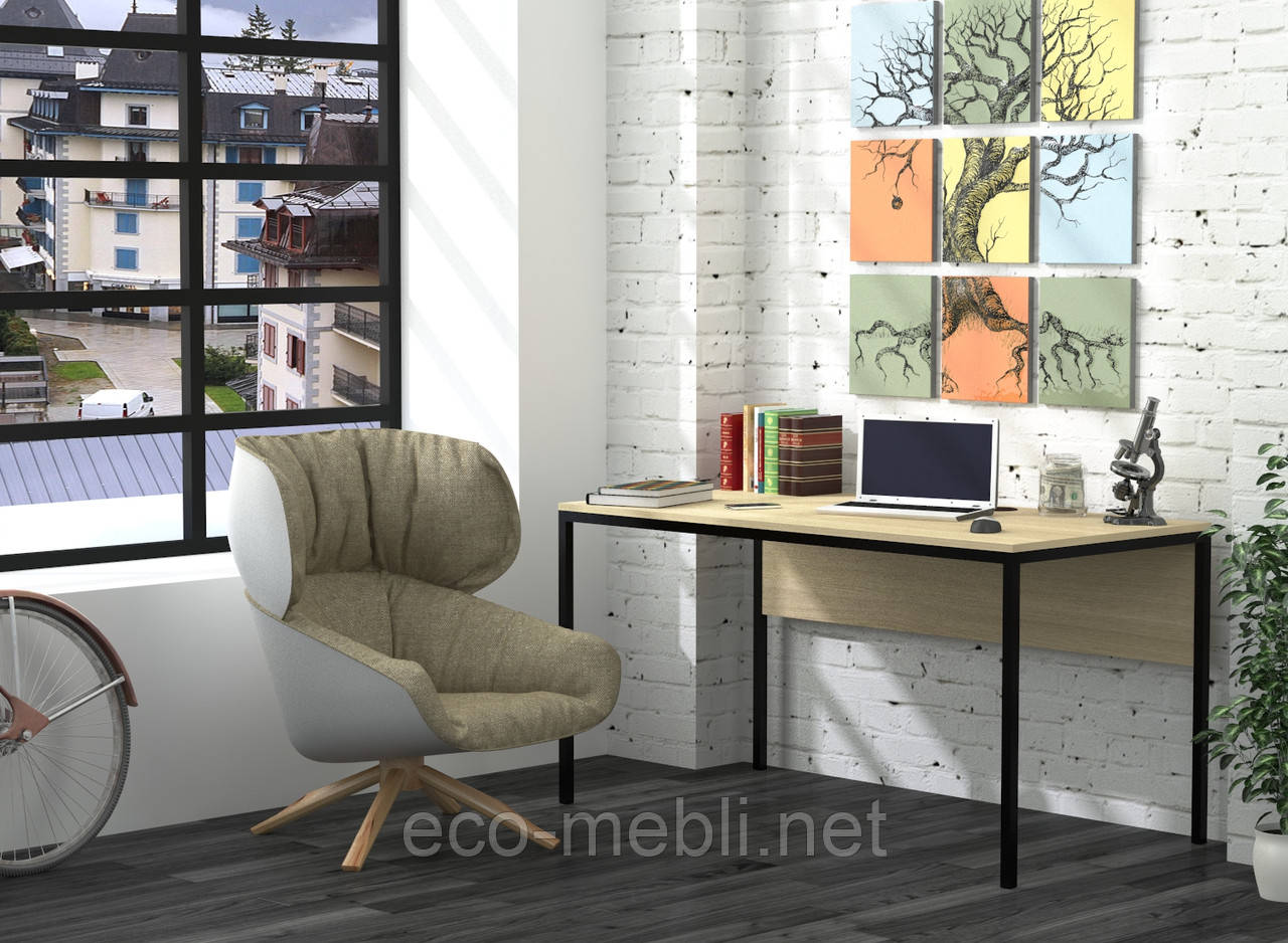 Письмовий стіл для дому та офісу L-3p Loft Design Чорний Матовий / Дуб Борас