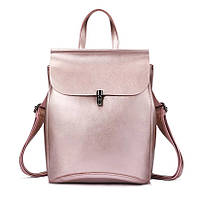 Женский кожаный рюкзак городской. Модный рюкзак женский сумка рюкзак трансформер (розовый)