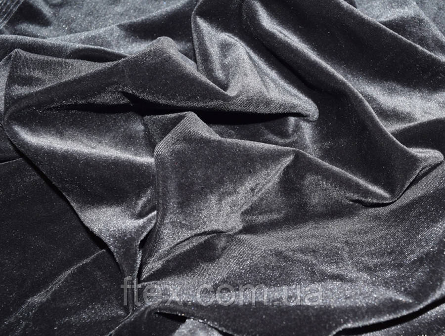 Оксамит Стрейч Сірий, фото 1