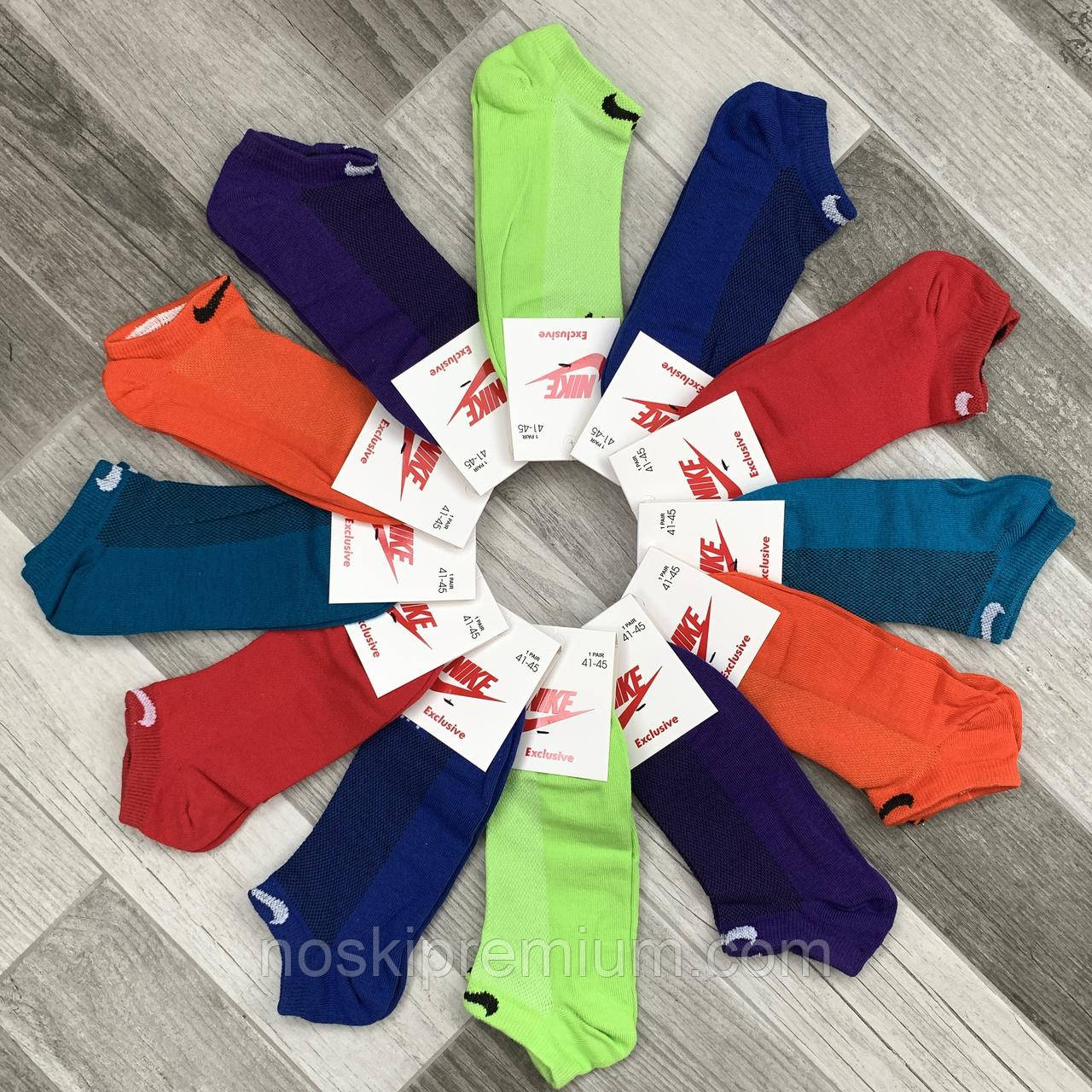 Шкарпетки чоловічі спортивні х/б з сіткою короткі Nike, Італія, 41-45 розмір, асорті, 11753