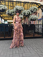 Женское платье сарафан в пол длинное гофре шелк легкое модное