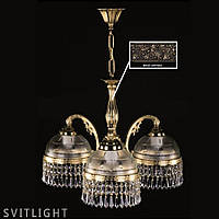 Латунная люстра CASSANDRA III. brass antique Латунная хрустальная люстра размерами 52 х 40 см, с 3 лампочками