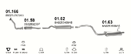 Глушник задн. частина Аудіо Audi 80 1.6/2.0 91-96г, фото 3