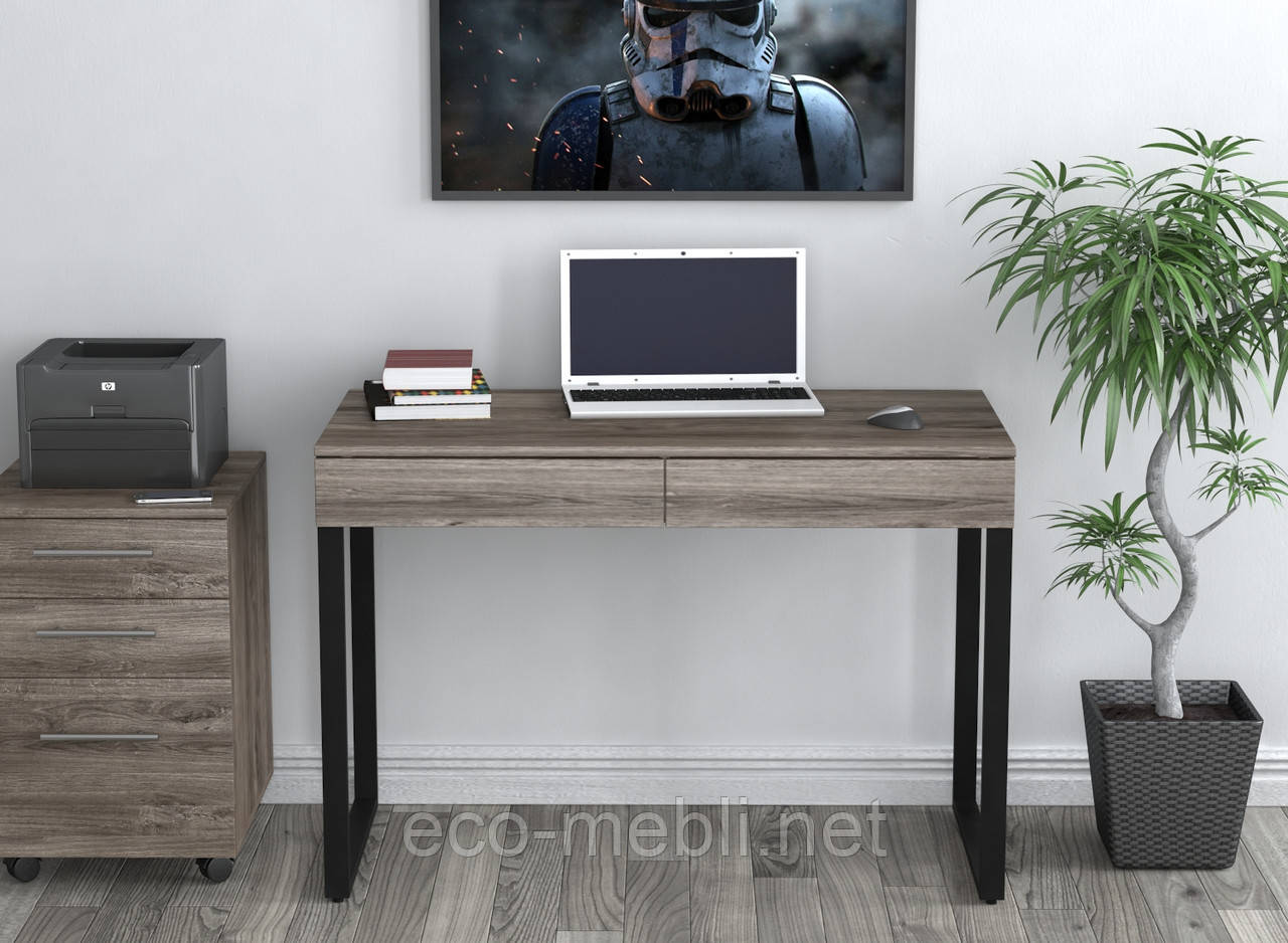 Письмовий стіл для дому та офісу L-11 Loft Design Чорний Матовий / Дуб Палєна