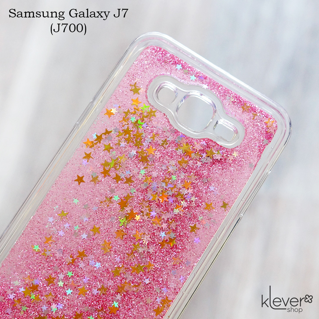 TPU чохол акваріум Aquarium stars для Samsung Galaxy J7 2015 (j700) (зірочки та темно-рожеві блискітки)