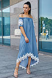 ✔️ Асиметричне плаття з мереживом 44-50 розміру синє, фото 2