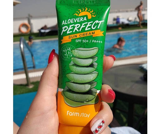 Сонцезахисний крем FarmStay Aloe Vera Perfect Sun Cream SPF 50+/PA+++ 70 мл, фото 3