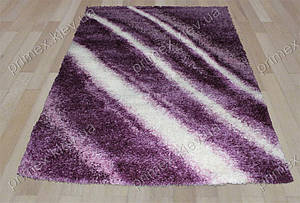 Ворсистий килим "Смуги" shaggy Маджести фіолетовий з білим