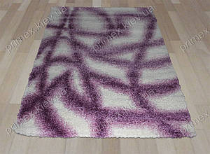 Ворсистий килим "Морозний візерунок" shaggy Маджести білий з фіолетовим