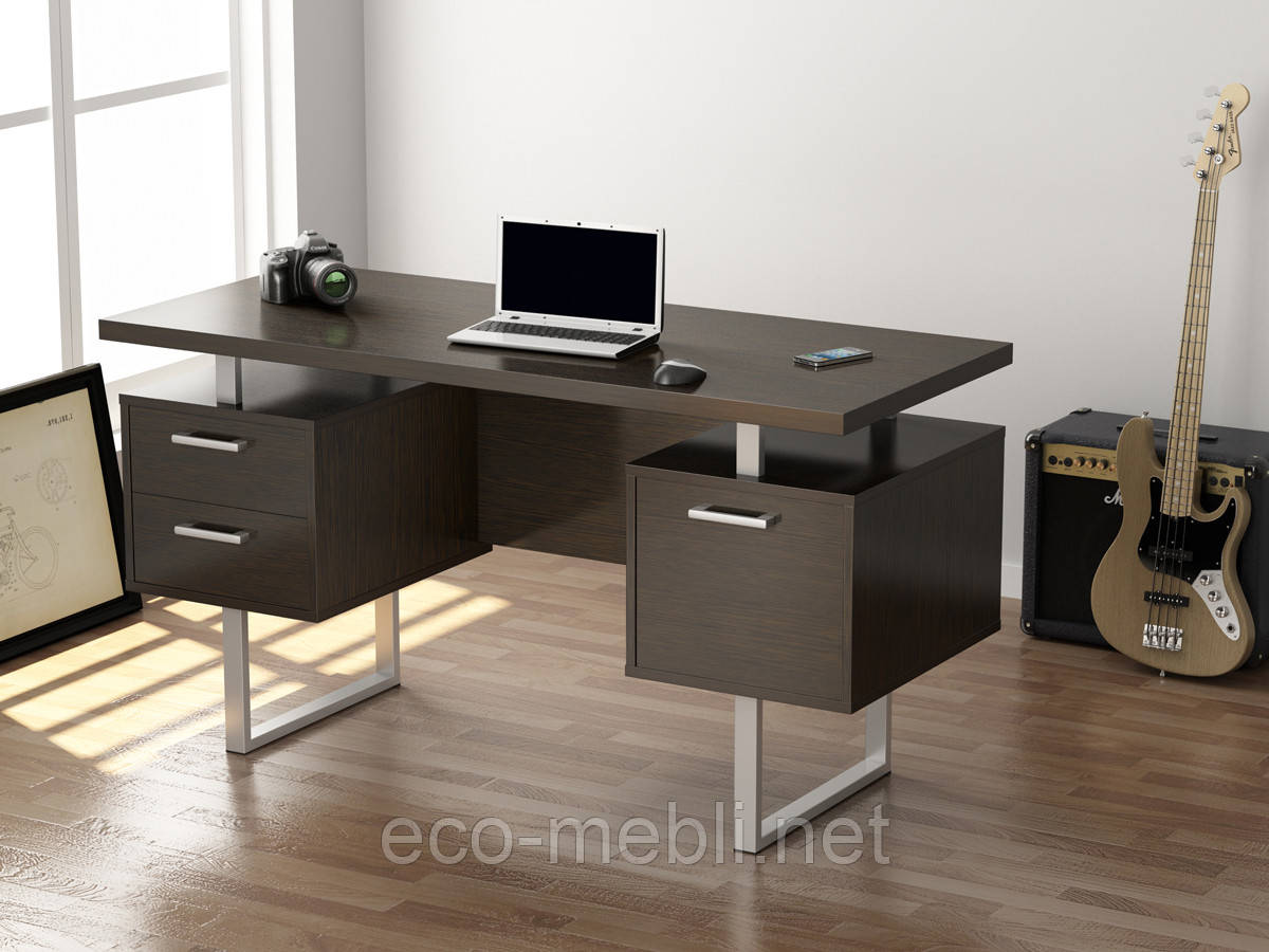 Письмовий стіл для дому та офісу L-81 Loft Design Хром / Венге Корсика, фото 1