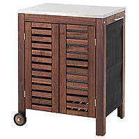 IKEA APPLARO/KLASEN Садовый шкаф для хранения, коричневая морилка, сталь (091.299.99)