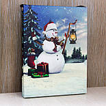 Картина з світловими ефектами сніговик, 1 LED лампочка, 20х15х1,8 см (940256), фото 3