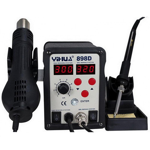 Паяльна станція 2в1 HandsKit 898D (паяльник+турбований фен), 2 дисплея