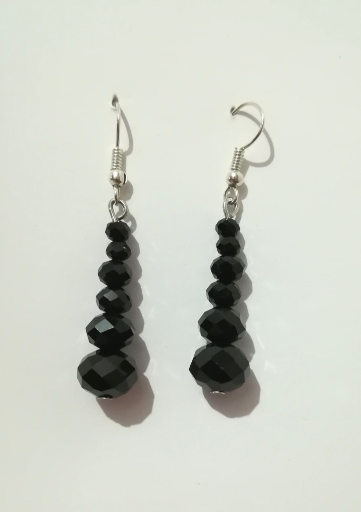 Сережки з Чеського хруста, колір чорний, тм Satori/S — 0040