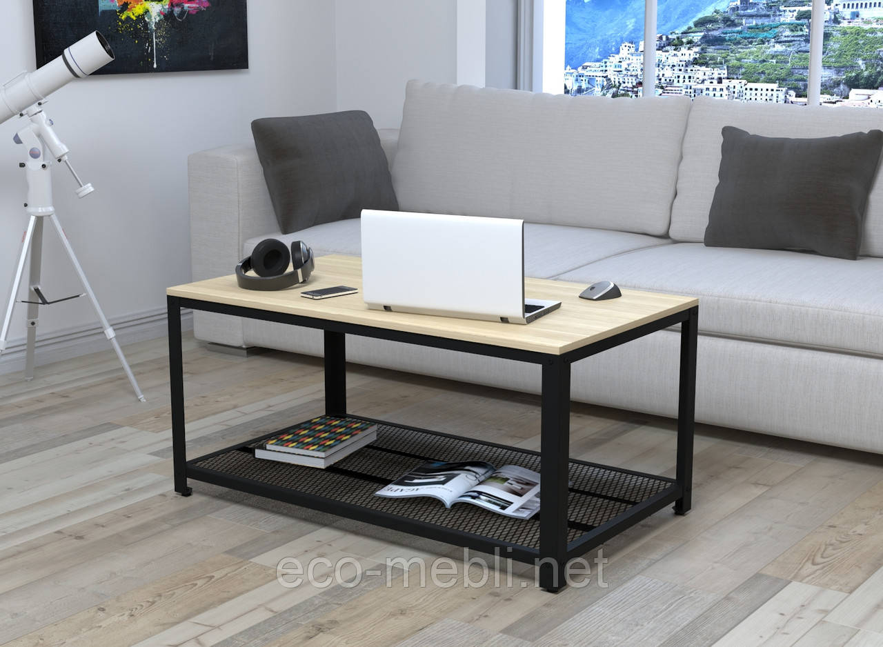 Журнальний стіл у вітальню V-105 Loft Design Чорний Матовий / Дуб Борас