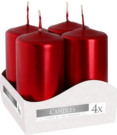 Свічка циліндр червоний металік 8 см 4 шт (sw40/80-230)