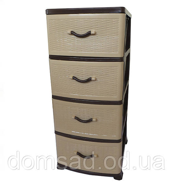 Комод пластиковий Efe Plastics 4 ящики 90х46х38, ротанг, бежевий. Ефе пластик..