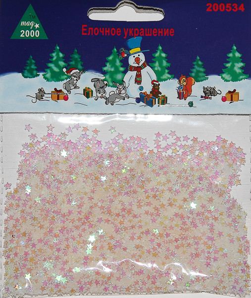 Конфетті, зірочки, 15 г, рожевий, білий, PET (200534), фото 1