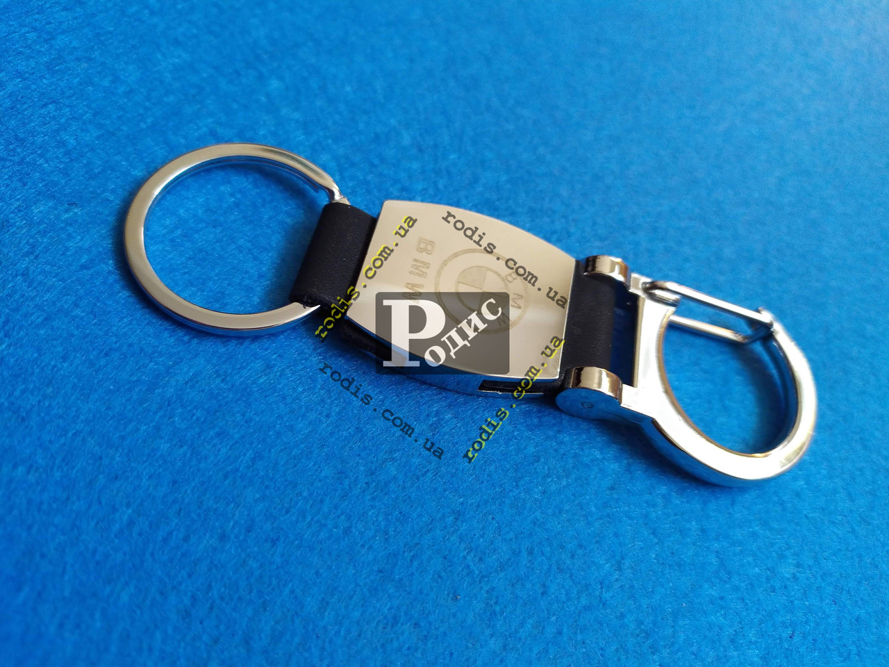 Автомобільний Брелок BMW - шкіряний карабін + кільце - Брелок БМВ, фото 1
