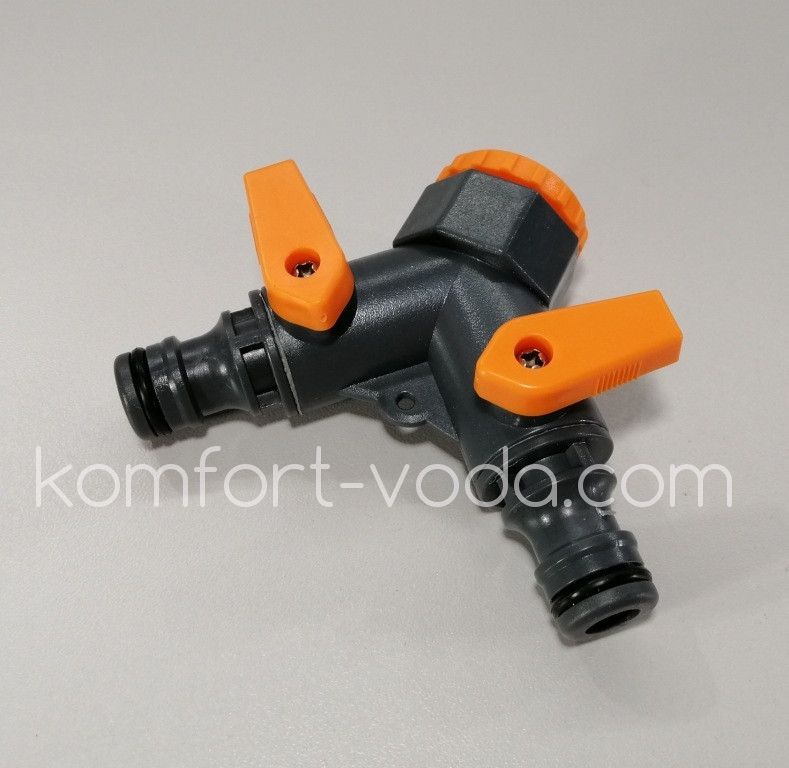 Кран кульовий Presto-PS на 2 виходи з внутрішньою різзю 1/2"-3/4" (5002)