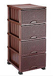 Комод пластиковий на 4 ящики elif ротанг Туреччина, фото 2