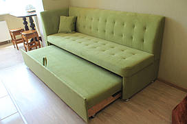 Кутовий диван зі спальним місцем у вузьку кухню (Салатовий)