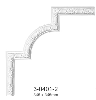 Кутовий елемент Classic Home 3-0401-2 , ліпний декор з поліуретану 346*346