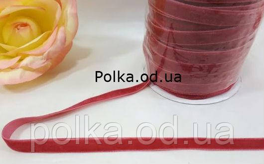 Тасьма оксамитова, велюрова, колір фрезовий (ширина 1 см).1уп-50ярдів = 45 метрів