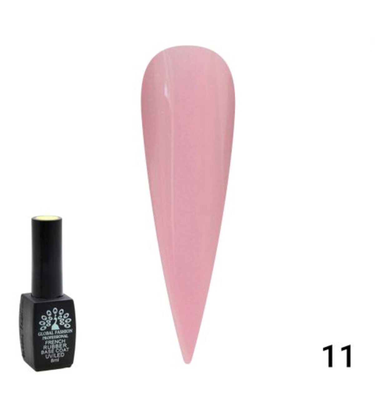 База для гель каучукового лаку з шиммером Global Fashion French Rubber Base Coat № 11 , 8 мл